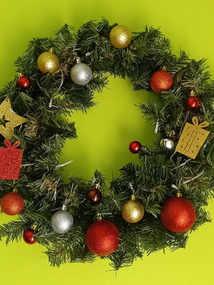Christmas wreath handmade with lights new