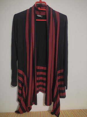 Cotton cardigan black and burgundy like new, asymmetric