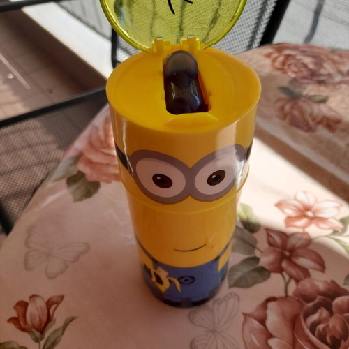 Minions water bottle used 350ml with plastic cap