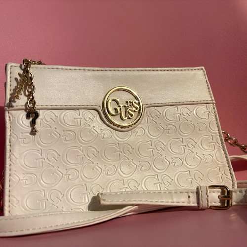 Guess small crossbody bag used, white with minor wear