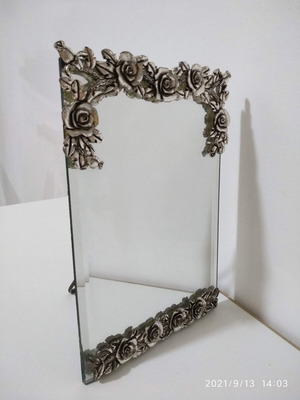 Table mirror used from 1960s, silver-plated pewter