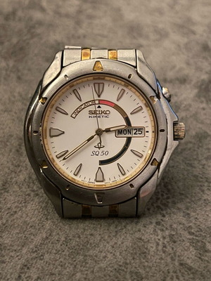 Seiko Kinetic SQ50 ανδρικό ρολόι μεταχειρισμένο, με ένδειξη ημέρας και ημερομηνίας