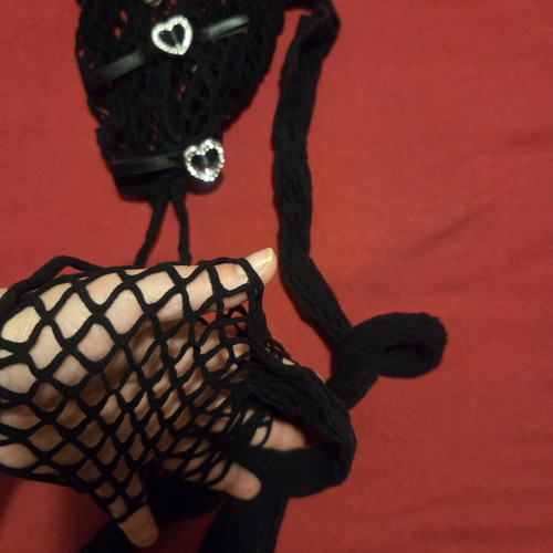 Garters new fishnet with heart-shaped crystals