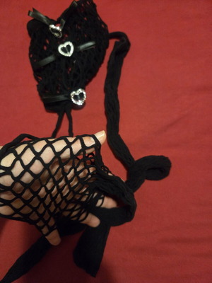 Garters new fishnet with heart-shaped crystals