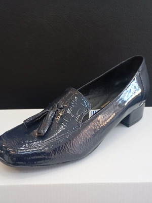 Leon blue pumps with low heel and anatomical insole, size 38