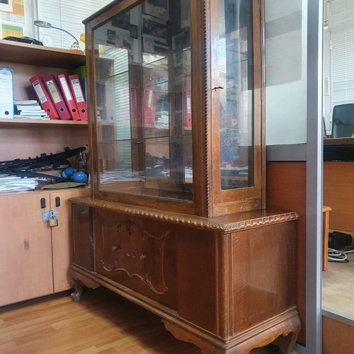 Classic crystal cabinet used, two-piece furniture