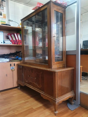 Classic crystal cabinet used, two-piece furniture