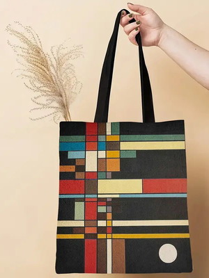 Shoulder bag new with Mondrian-inspired print, polyester