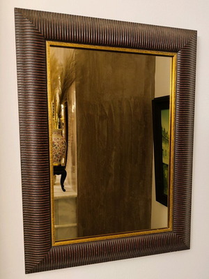 French mirror brown with gold finish and unique bronze glass like new