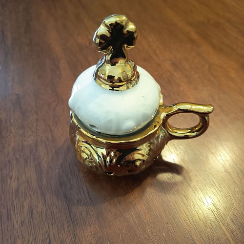 Ceramic incense burner small with lid and handle new