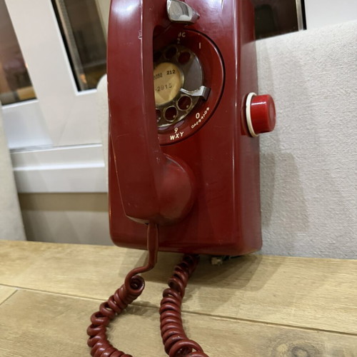 Western Electric Wall Phone Model 554 used, vintage cherry red rotary