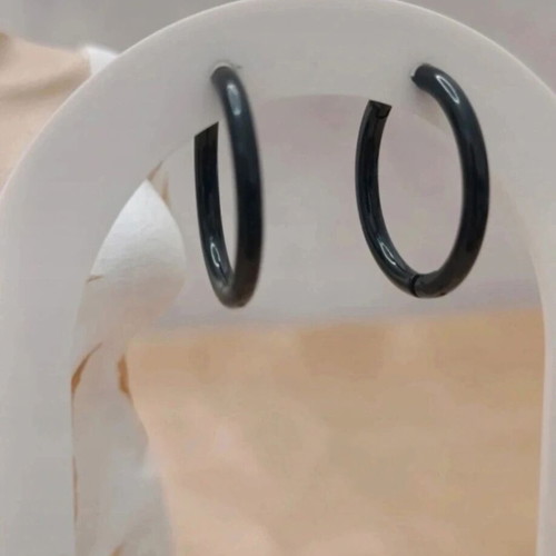 Black Stainless Steel Hoop Earrings New Made of Stainless Steel