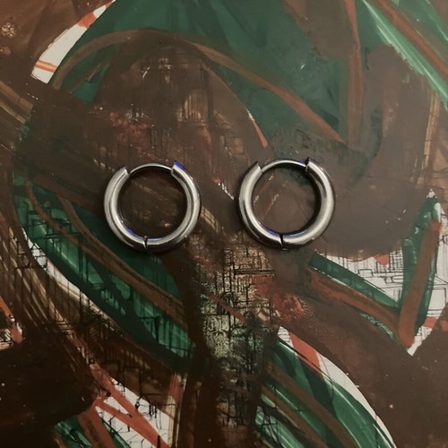 Stainless Steel Earrings like new, gray
