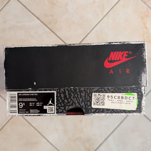 Air Jordan 3 Retro White Cement Reimagined Empty Box US 9.5 with OG Inserts