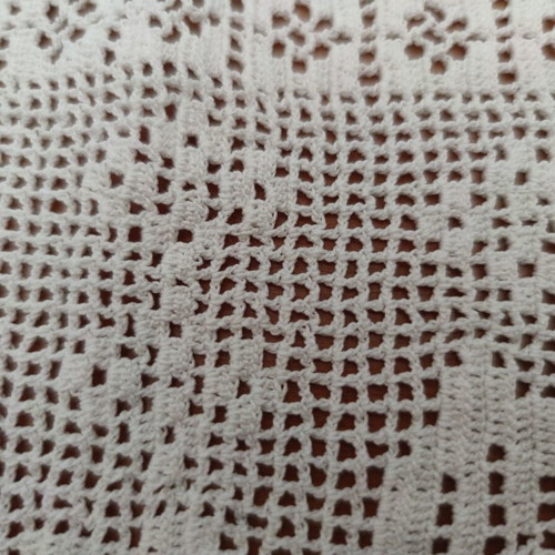 Set of 4 handmade white crochet filet pieces 100% cotton