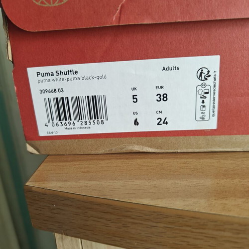 Puma Shuffle sneakers new, black and white, size 38