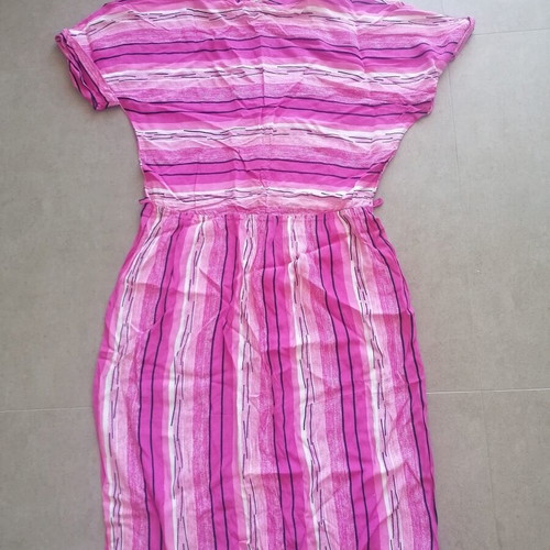 Midi dress like new, airy fabric, white and pink