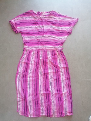 Midi dress like new, airy fabric, white and pink