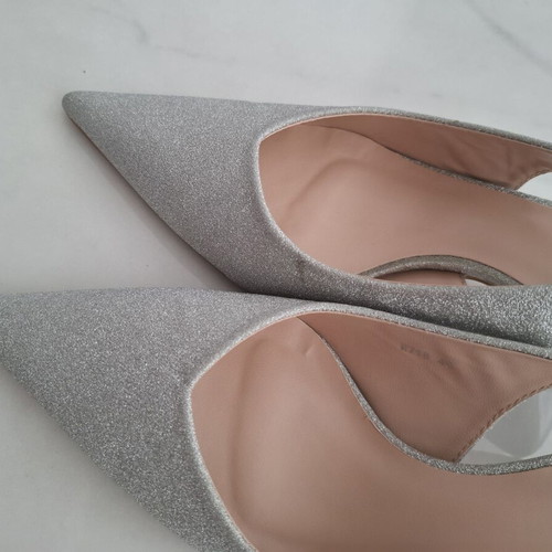 Mules with low heel new, silver glitter