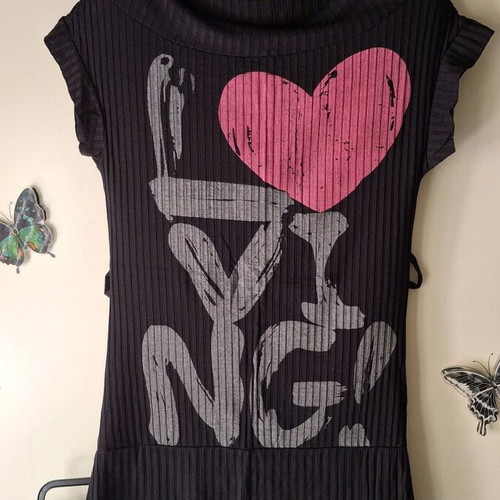 Women's rib t-shirt black like new, size S/M