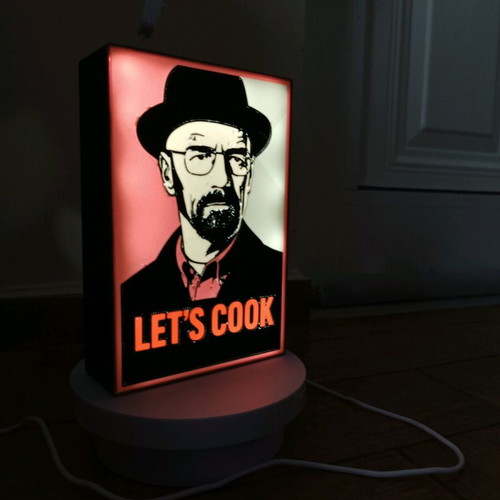 Breaking Bad Light Box with Heisenberg design and lighting, new