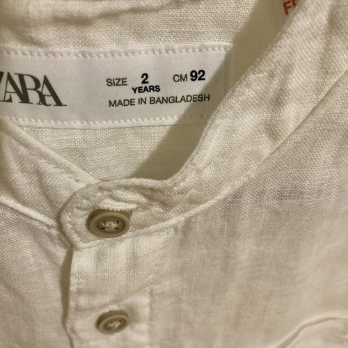 Zara white linen shirt for 2-year-old boy like new, 92 cm