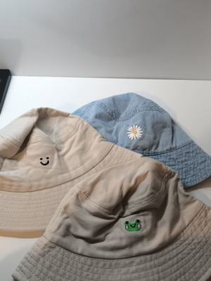 Set of beige Shein hats and blue H&M hat new