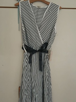 Italian cotton dress with satin belt new, one size
