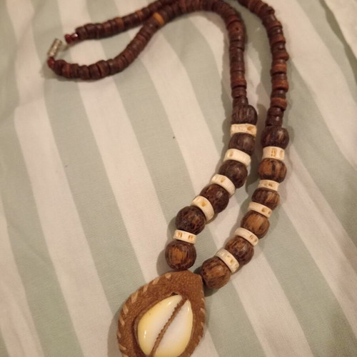 African Cowrie Shell Necklace new, unisex, vintage boho tribal leather