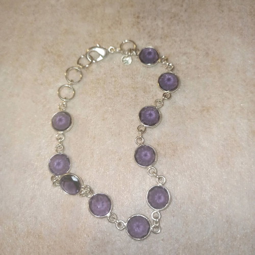 Handmade 925 Sterling Silver Bracelet with Natural Amethysts brand new