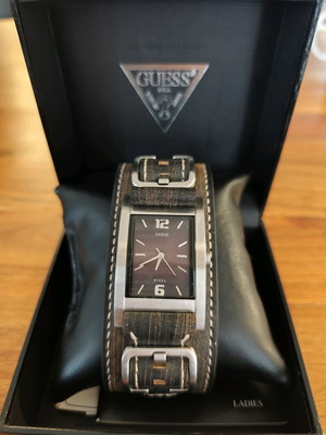 Guess Cuff men's watch like new, vintage brown leather