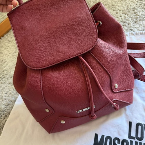 Love Moschino real leather backpack, red