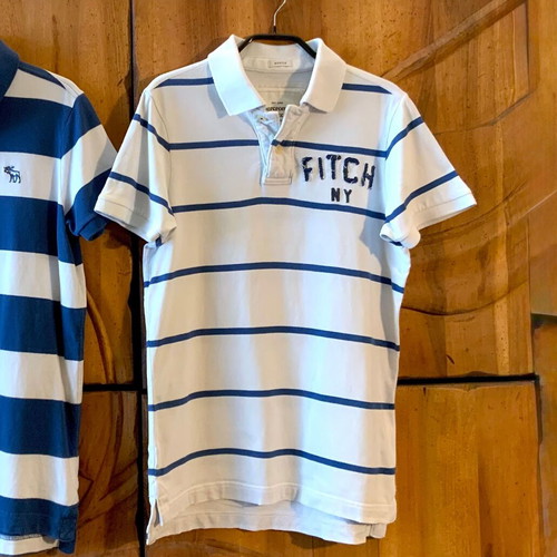 Abercrombie & Fitch Men's Short Sleeve Polo Rugby Striped Shirt Used, Size S