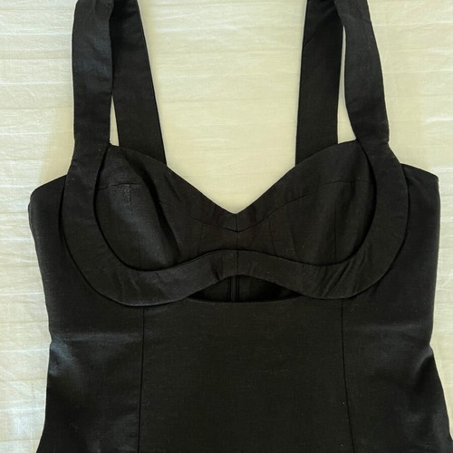 Zara dress, fitted top with A-line skirt, black, XS