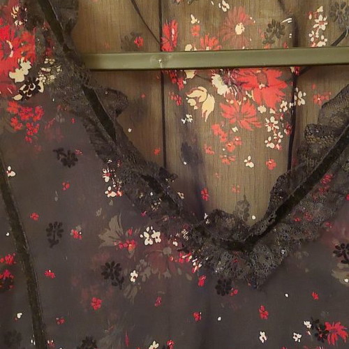 Zara semi-transparent top with ruffles on sleeve like new, black