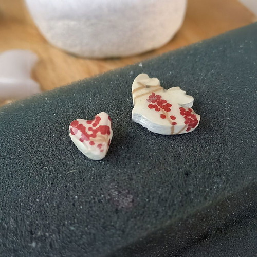 Handmade ceramic earrings pair colorful new