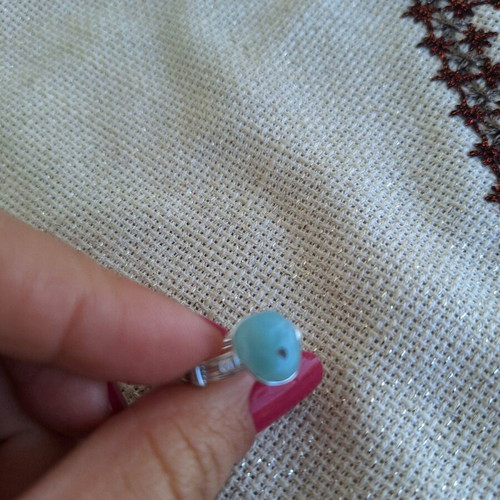Larimar ring handmade, new, turquoise and silver