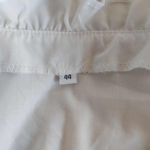Vintage Dirndl white blouse with off-shoulder and puff short sleeves, size 44
