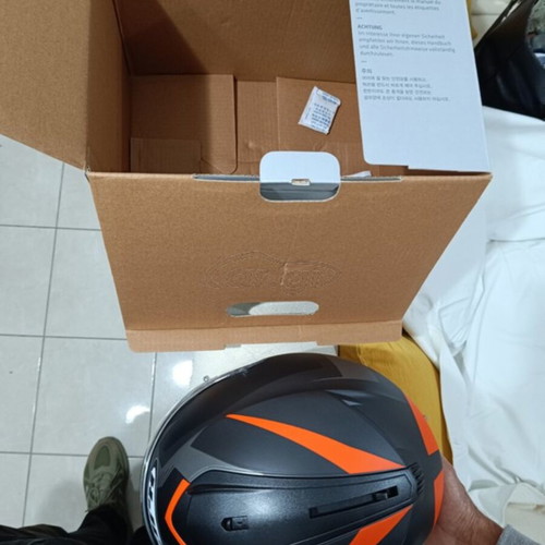 HJC motorcycle helmet, black and orange, size L