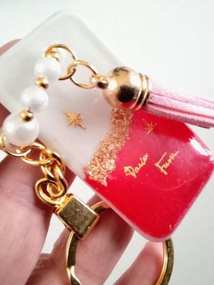 Handmade keychain pendant new, red and white