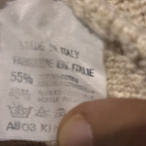 Men's preppy-varsity style V-neck sweater Large, like new, beige and blue
