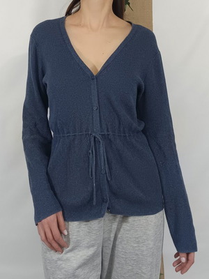 Intimissimi blue cotton rib knit cardigan like new