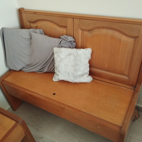 Wooden benches with storage used, set of three