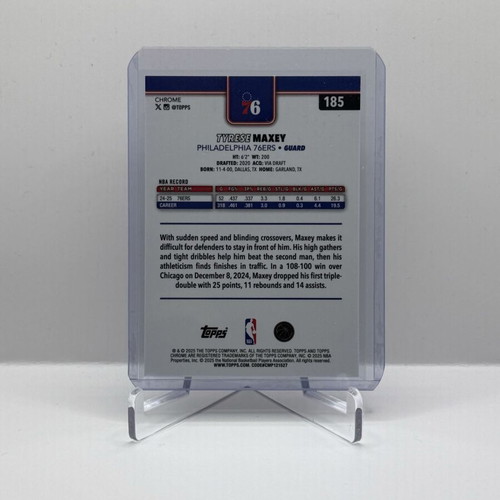 25-26 Topps Chrome Basketball Tyrese Maxey Refractors Purple Wave card like new