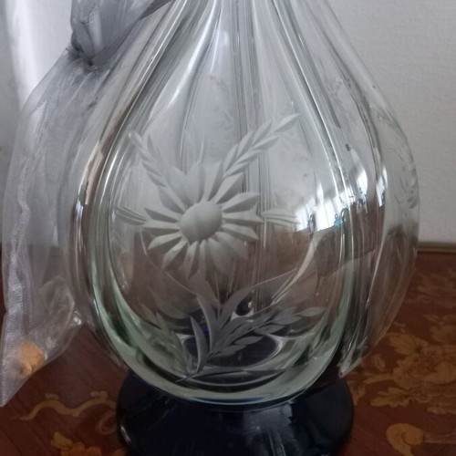 Crystal carafe for 4 different drinks like new, height 30cm