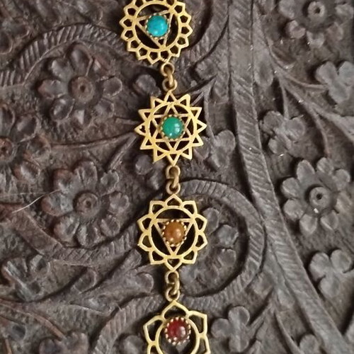 Stainless steel chakra earrings with semi-precious stones