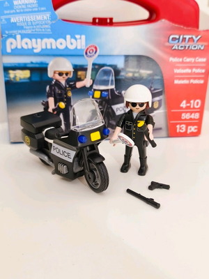 Playmobil Police Officer Carry Case with Motorcycle like new