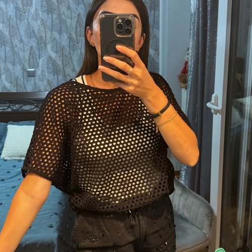 Mesh blouse like new, size 36, black
