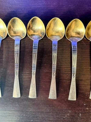 Set of 6 Melchior Skif gold-plated spoons like new, Soviet Union 1979