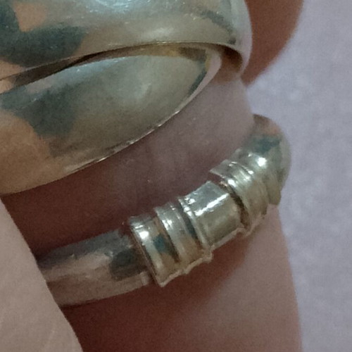 Silver 925 rings, one triple band and one with 585 gold tones